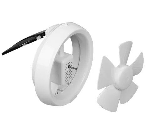 Ventilatore centrifuga montato su un muro di bagno in plastica bianca a forma rotonda per la ventilazione