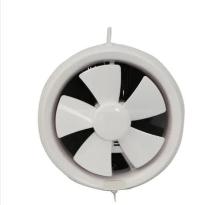 Ventilatore centrifuga montato su un muro di bagno in plastica bianca a forma rotonda per la ventilazione