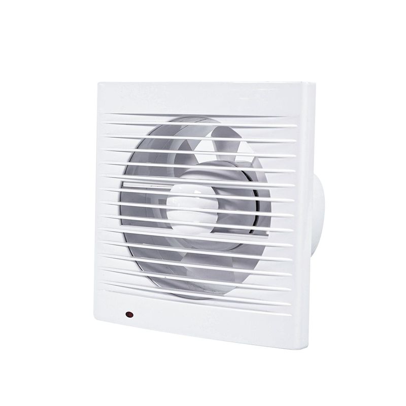 Ventilatore di scarico per bagno montato su un muro quadrato in plastica con rete di scarico e design di flusso assiale